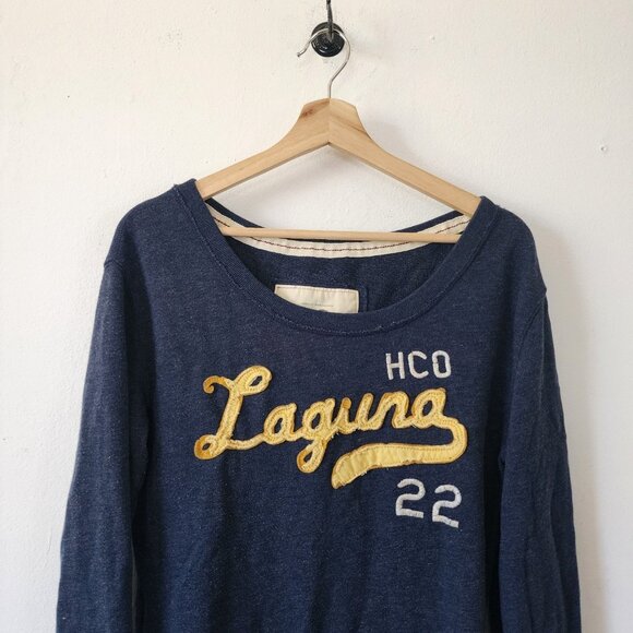 Y2K Hollister Laguna Beach Medium Crewneck Pullover Sweatshirt Navy Blue - Picture 2 of 5